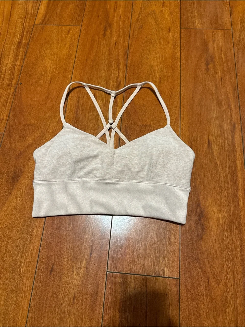 ALO Yoga Light Beige Crisscross Strappy Sports Bralette